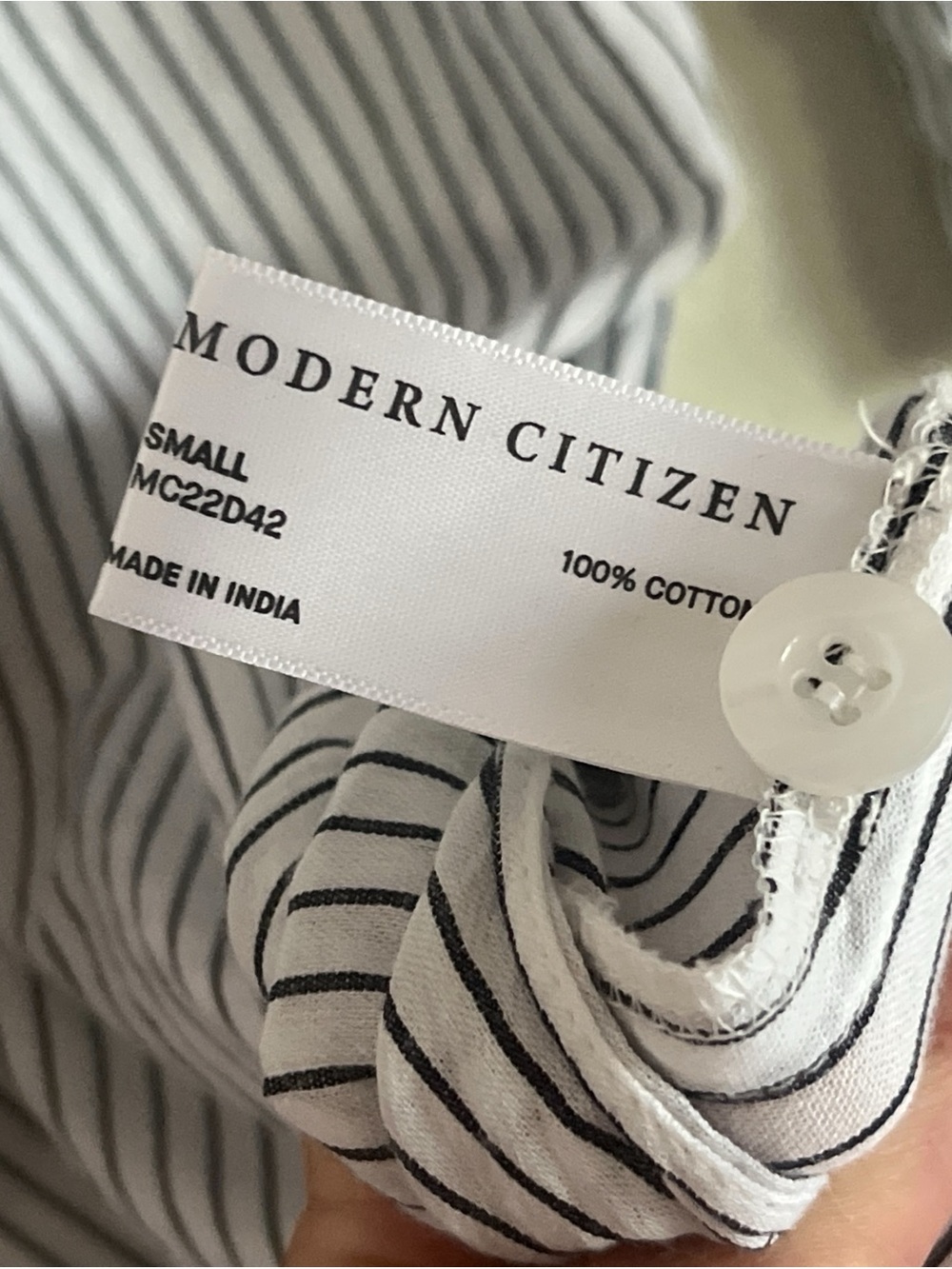 Modern Citizen 100% Cotton Long Sleeve Midi Shirt Dress Small White Black Stripe - Picture 5 of 6